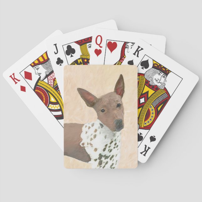 American Hairless Terrier Painting - Dog Art Poker Cards (Back)