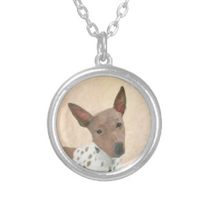 American Hairless Terrier Painting - Dog Art Silver Plated Necklace