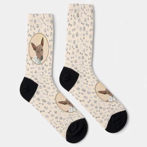 American Hairless Terrier Painting _ Dog Art Socks