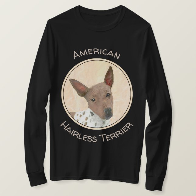 American Hairless Terrier Painting - Dog Art T-Shirt (Design Front)