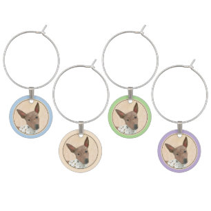 American Hairless Terrier Painting - Dog Art Wine Charm