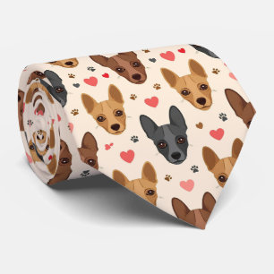 American Hairless Terrier Valentine Hearts Pattern Neck Tie