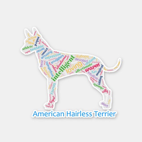 American Hairless Terrier Word Cloud Vinyl Sticker