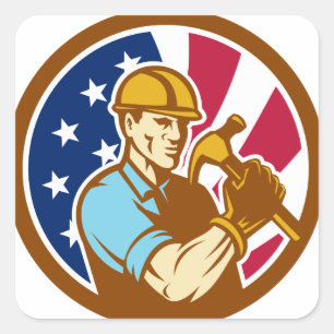 American Handyman USA Flag Icon Square Sticker