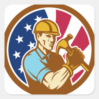 American Handyman USA Flag Icon Square Sticker