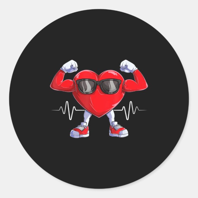 American Heart Disease Awareness Heart Month Heart Classic Round Sticker (Front)