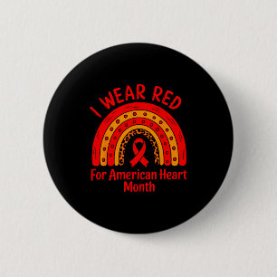 American Heart Disease Awareness Month Ribbon Red  Button