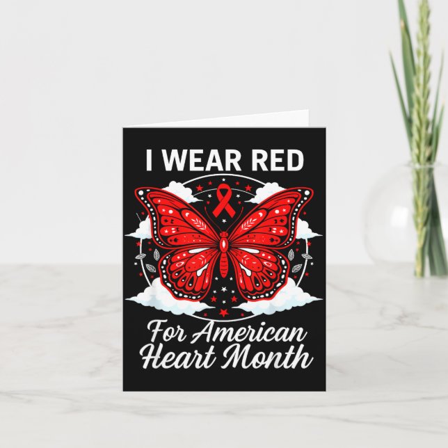 American Heart Disease Awareness Month Ribbon Red  Card (Front)
