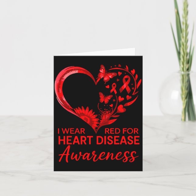 American Heart Disease Awareness Month Ribbon Red  Card (Front)