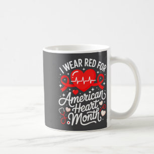 American Heart Disease Awareness Month Ribbon Red  Coffee Mug