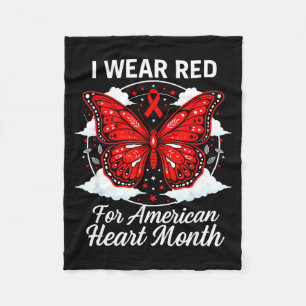 American Heart Disease Awareness Month Ribbon Red  Fleece Blanket