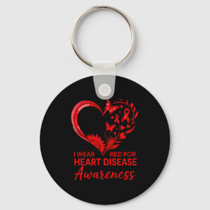 American Heart Disease Awareness Month Ribbon Red  Keychain