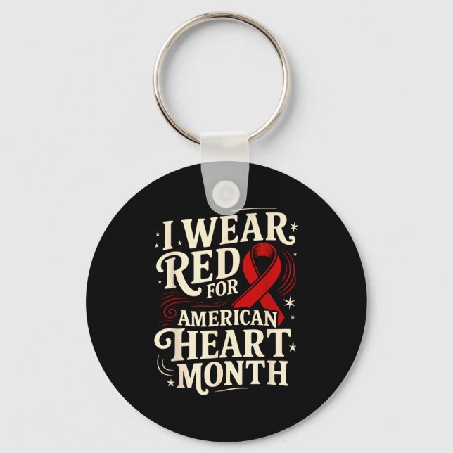 American Heart Disease Awareness Month Ribbon Red  Keychain (Front)
