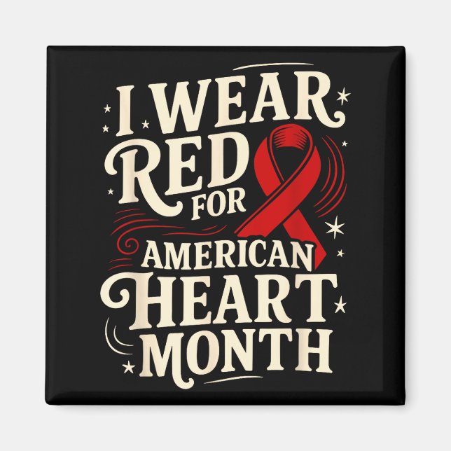 American Heart Disease Awareness Month Ribbon Red  Magnet (Front)