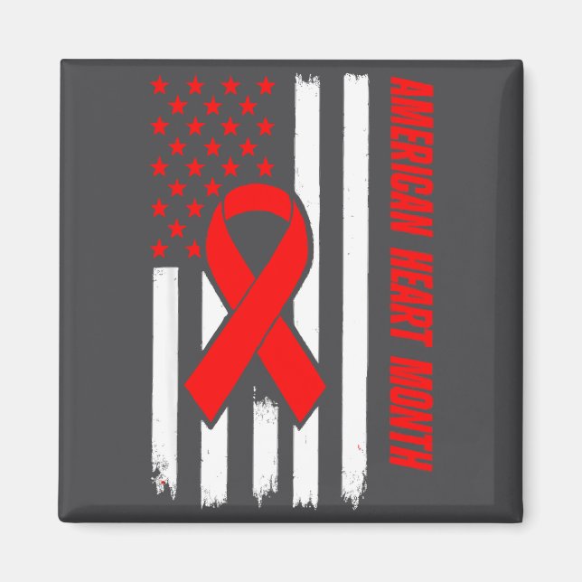 American Heart Disease Awareness Month Ribbon Red  Magnet (Front)