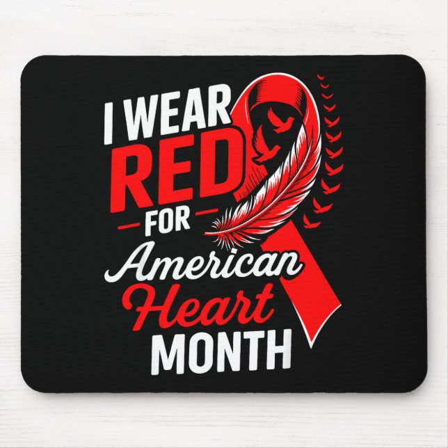 American Heart Disease Awareness Month Ribbon Red  Mouse Pad (Front)