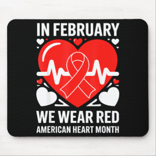 American Heart Disease Awareness Month Ribbon Red  Mouse Pad