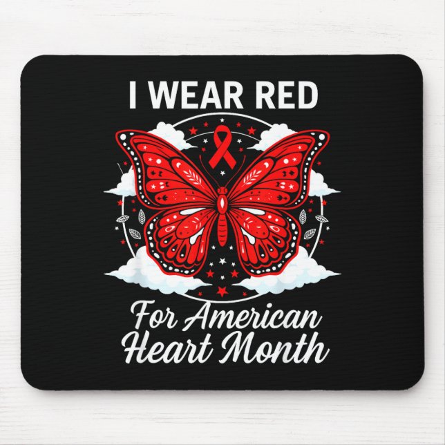 American Heart Disease Awareness Month Ribbon Red  Mouse Pad (Front)