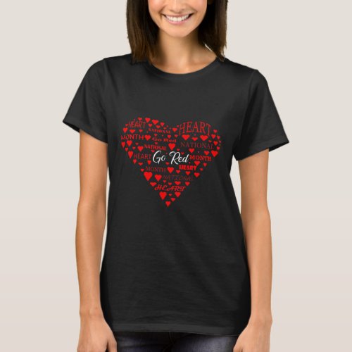 American Heart Disease Month Go Red Men Women  T_Shirt