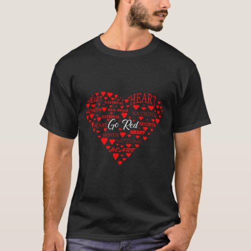 American Heart Disease Month Go Red Men Women  T_Shirt