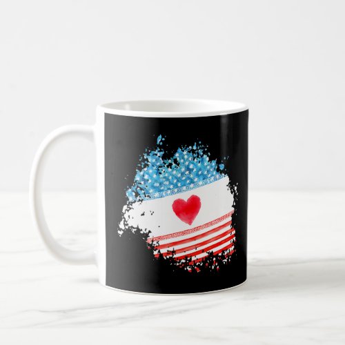 American Heart Flag 4th Of July Patriotic  Coffee Mug