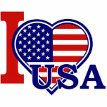 American Heart Flag Pin Statuette<br><div class="desc">A vector (for high quality printing) graphic of a Heart shape American Flag and the text I love the USA on a variety of products.</div>