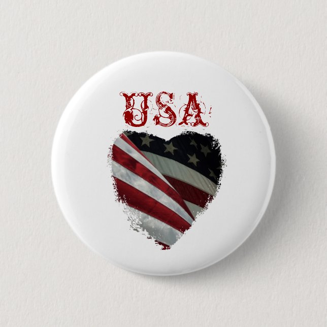 American Heart Flag Pinback Button (Front)