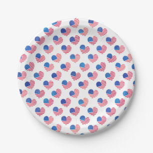 American Heart Flag Red White Blue Stars Stripes P Paper Plates