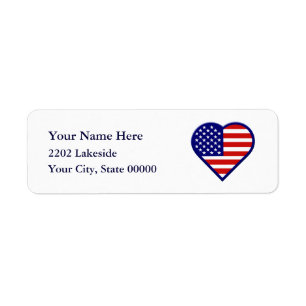 American Heart Flag USA Return Address Label