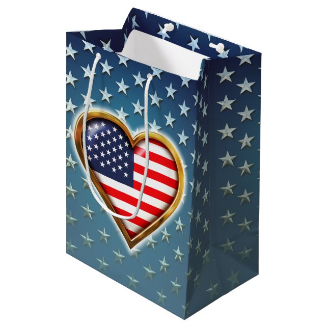American Heart Medium Gift Bag (Front Angled)