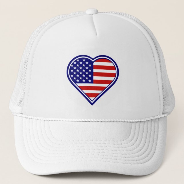 American Heart Shape USA Flag Mesh Hat (Front)
