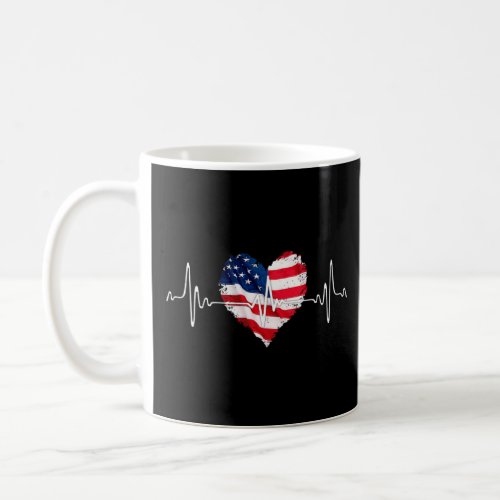 American Heartbeat With The Usa Flag  Coffee Mug