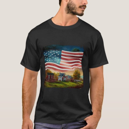 American Heartland _ Patriotic Country Scene Art  T_Shirt