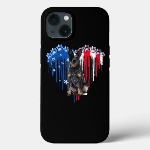 American Heeler Dog Heart 4th Of July USA Flag Pat iPhone 13 Case