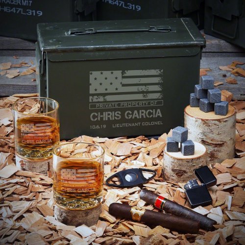 American Heroes Ammo Can Set w Whiskey Glasses