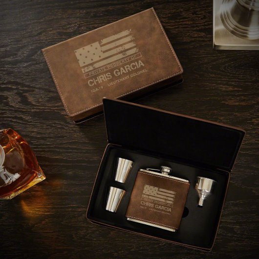 American Heroes Box Set w/ Shot Glasses & Flask (Front)