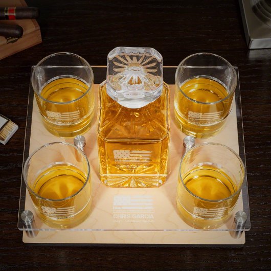 American Heroes Whiskey Glasses & Decanter (Top)