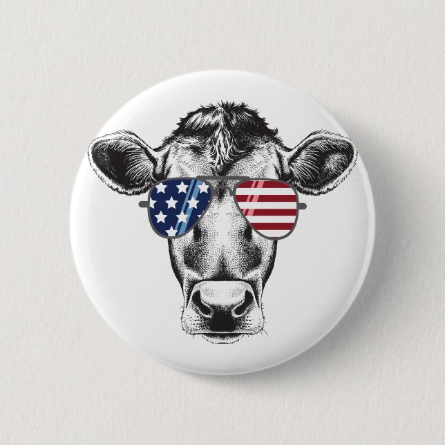 American Hipster Cow  Button (Front)
