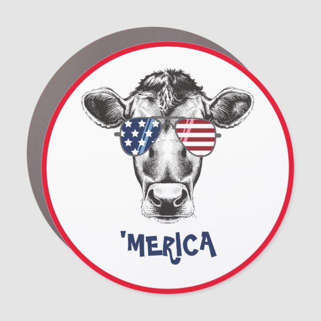 American Hipster Cow  Car Magnet (Front)