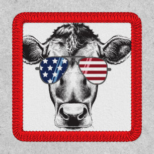 American Hipster Cow Iron On Patch