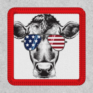 American Hipster Cow Iron On Patch