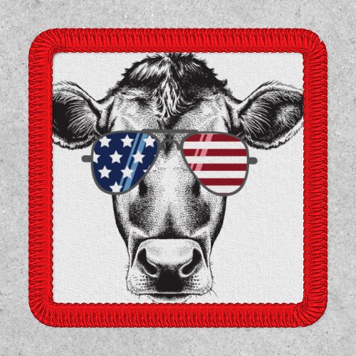 American Hipster Cow Iron On Patch