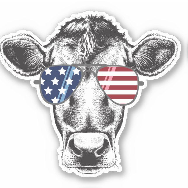American Hipster Cow  Sticker (Front)