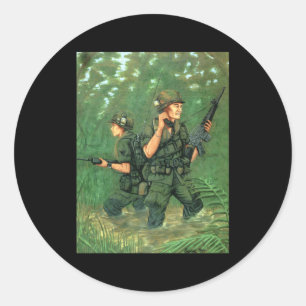 American History M-16 Soldiers Vietnam Jungle Viet Classic Round Sticker