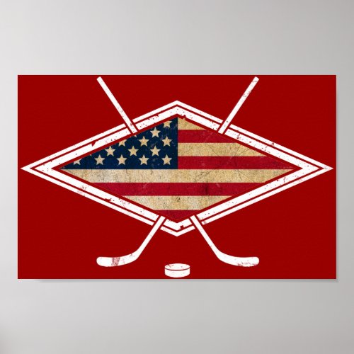 American Hockey Flag Logo Poster