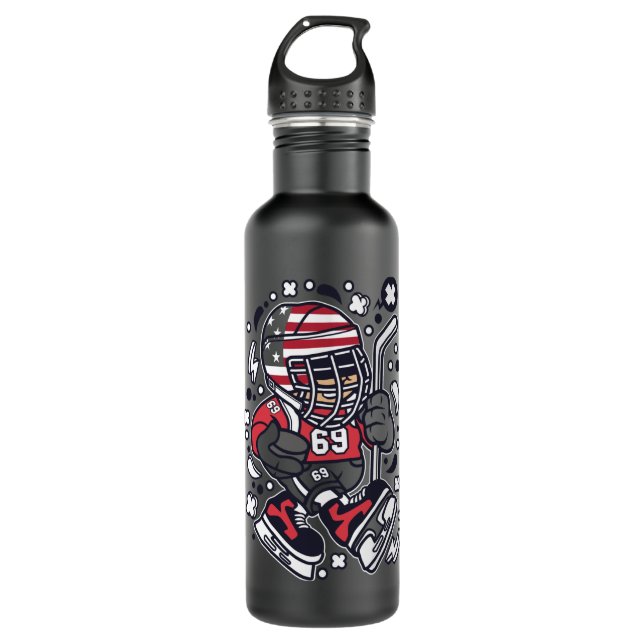 American Hockey Kid Classic T Shirt Stainless Steel Water Bottle (Front)