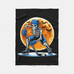 American Hockey Skeleton Halloween Men Boys Hockey Fleece Blanket