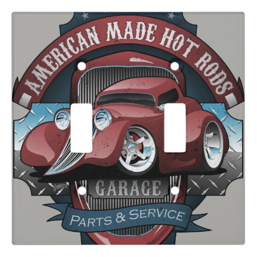 American Hot Rods Garage Vintage Car Sign Cartoon Light Switch Cover