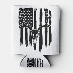 American Hunting Flag Deer Skull Can Cooler