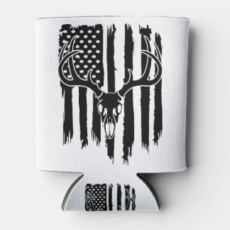American Hunting Flag Deer Skull Can Cooler